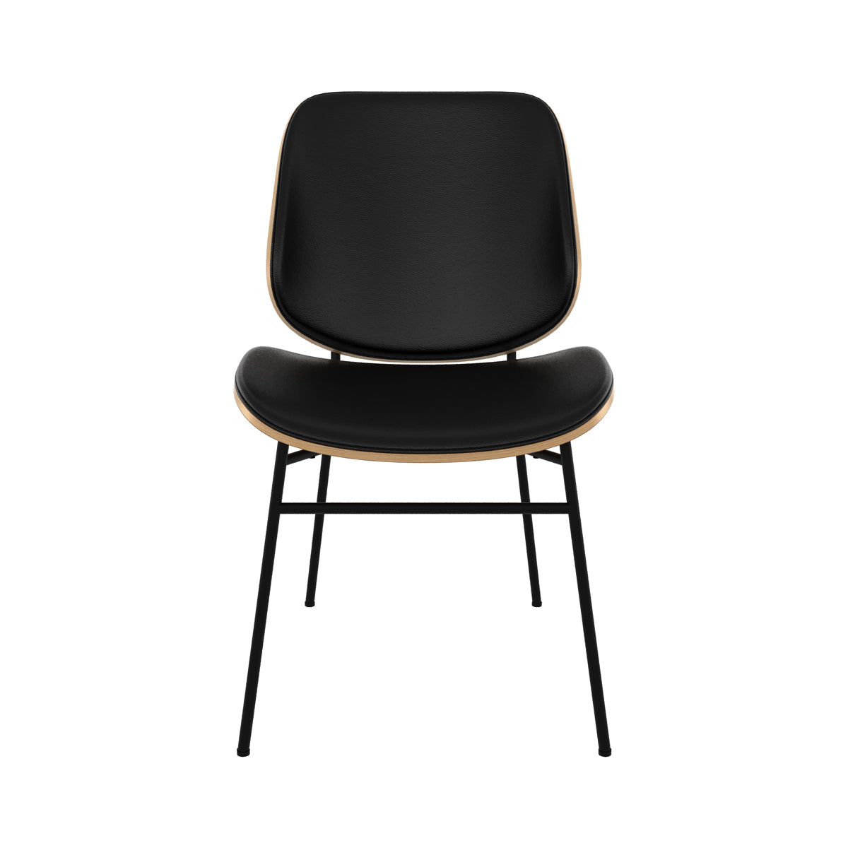 sedia comoda nera e legno chiaro hector