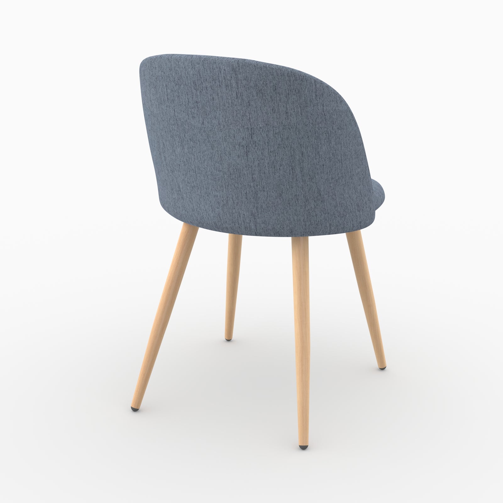 Chaise Cozy en tissu bleu marine, dossier arrondi enveloppant, vue de trois quarts arriere - Maison Pavane