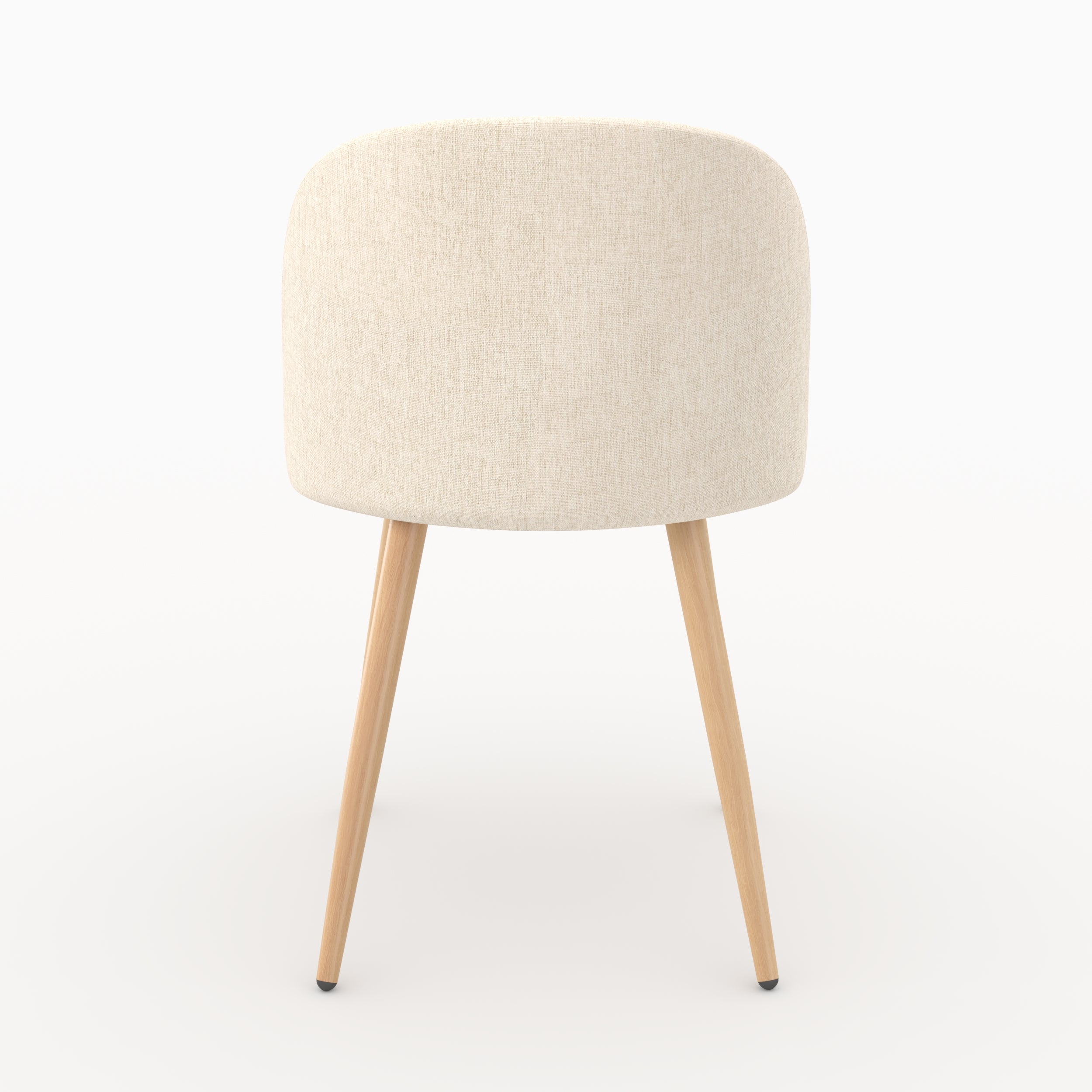 Chaise Cozy en tissu beige, dossier coque vu de dos - Maison Pavane