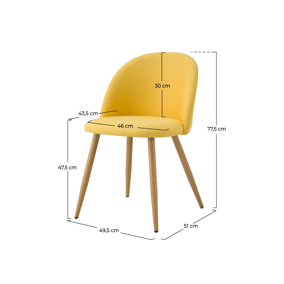 sedia cozy in tessuto giallo set di 2