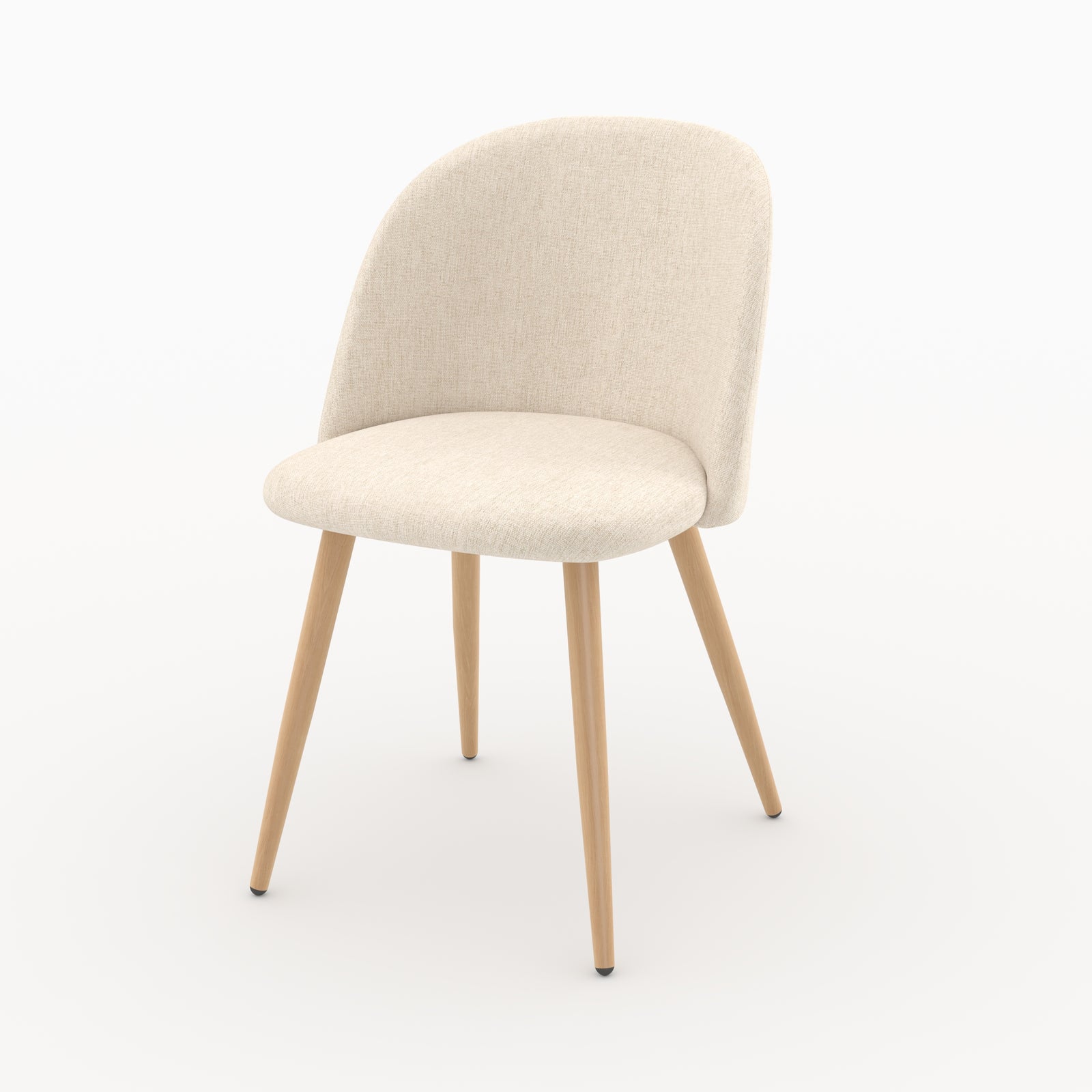 Chaise Cozy scandinave en tissu beige et pieds effet bois, vue de trois quarts - Maison Pavane