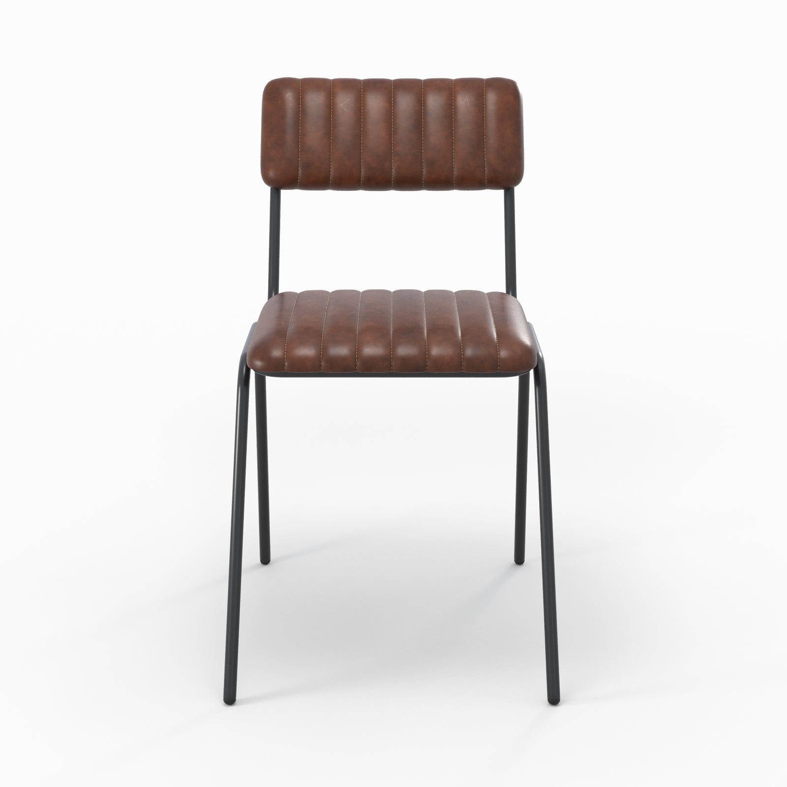 sedia in pelle marrone set di 2 arsene piedi neri