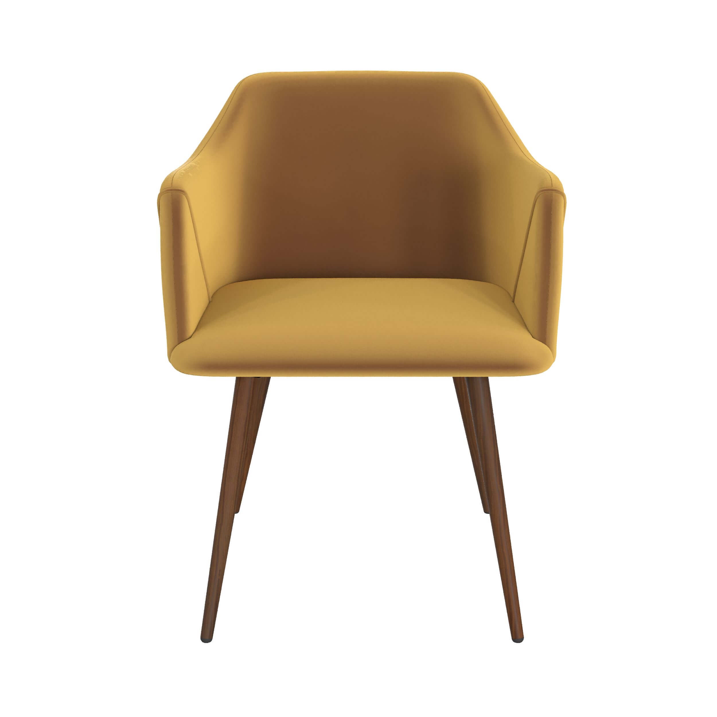 sedia daisy in velluto giallo senape con braccioli set di 2