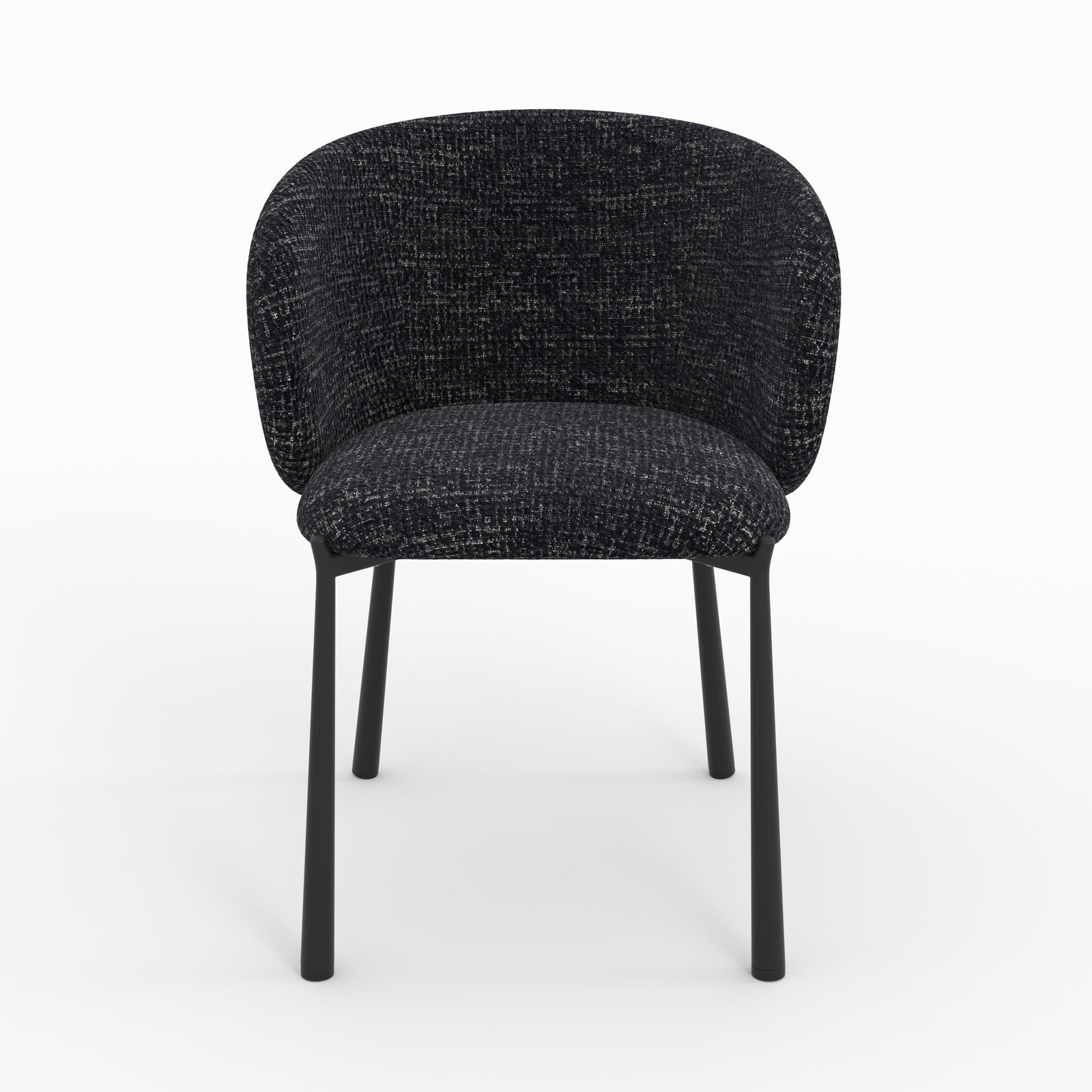 Chaise Danaé tissu texture noir chiné gris vue face