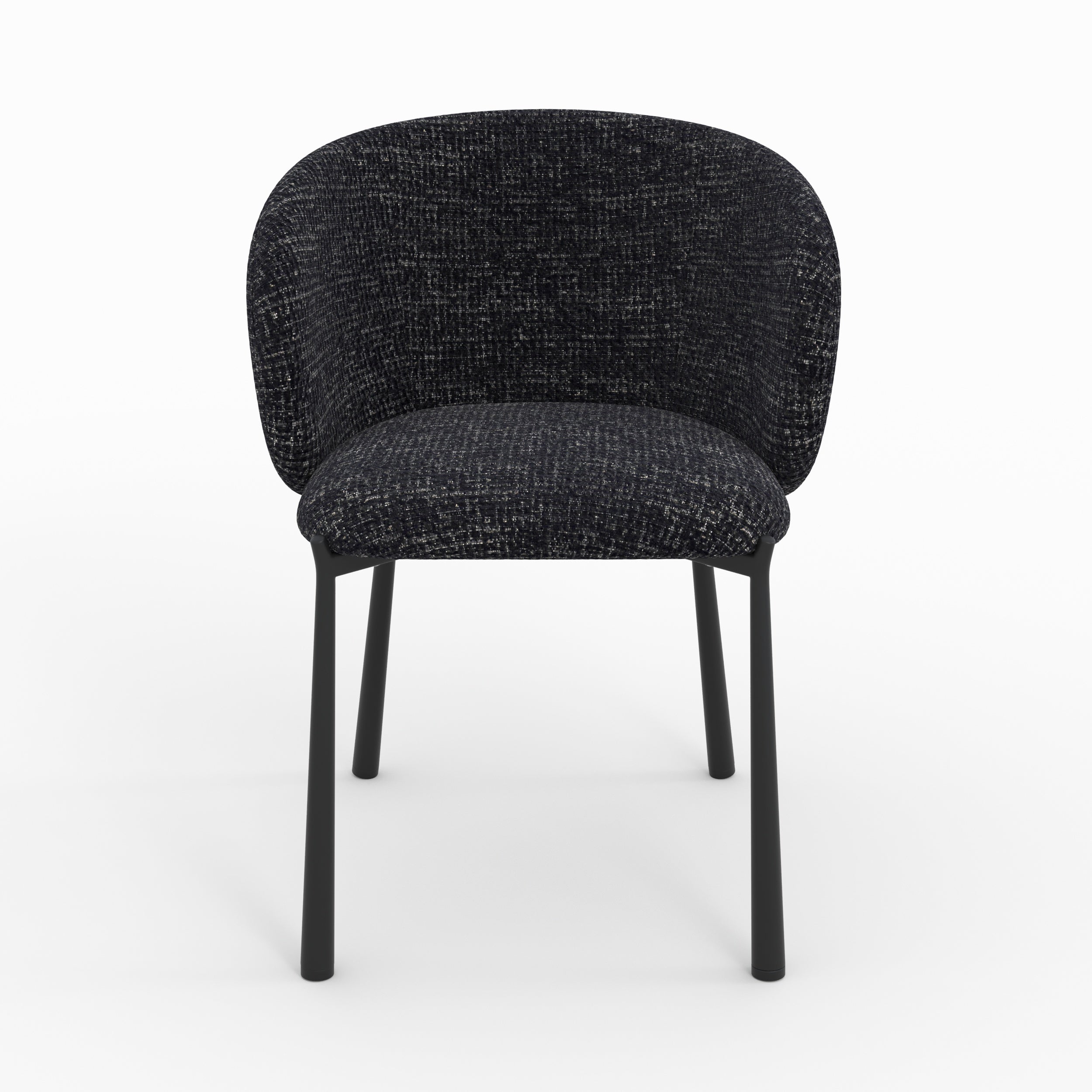 Chaise Danaé tissu texture noir chiné gris vue face