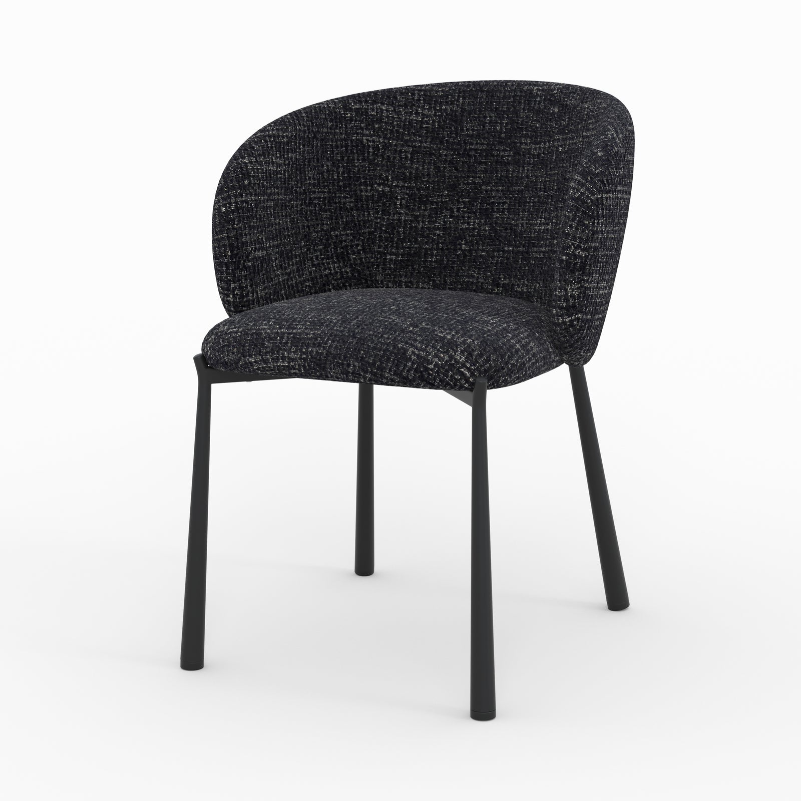 Chaise Danaé tissu texture noir chiné gris vue trois quarts avant