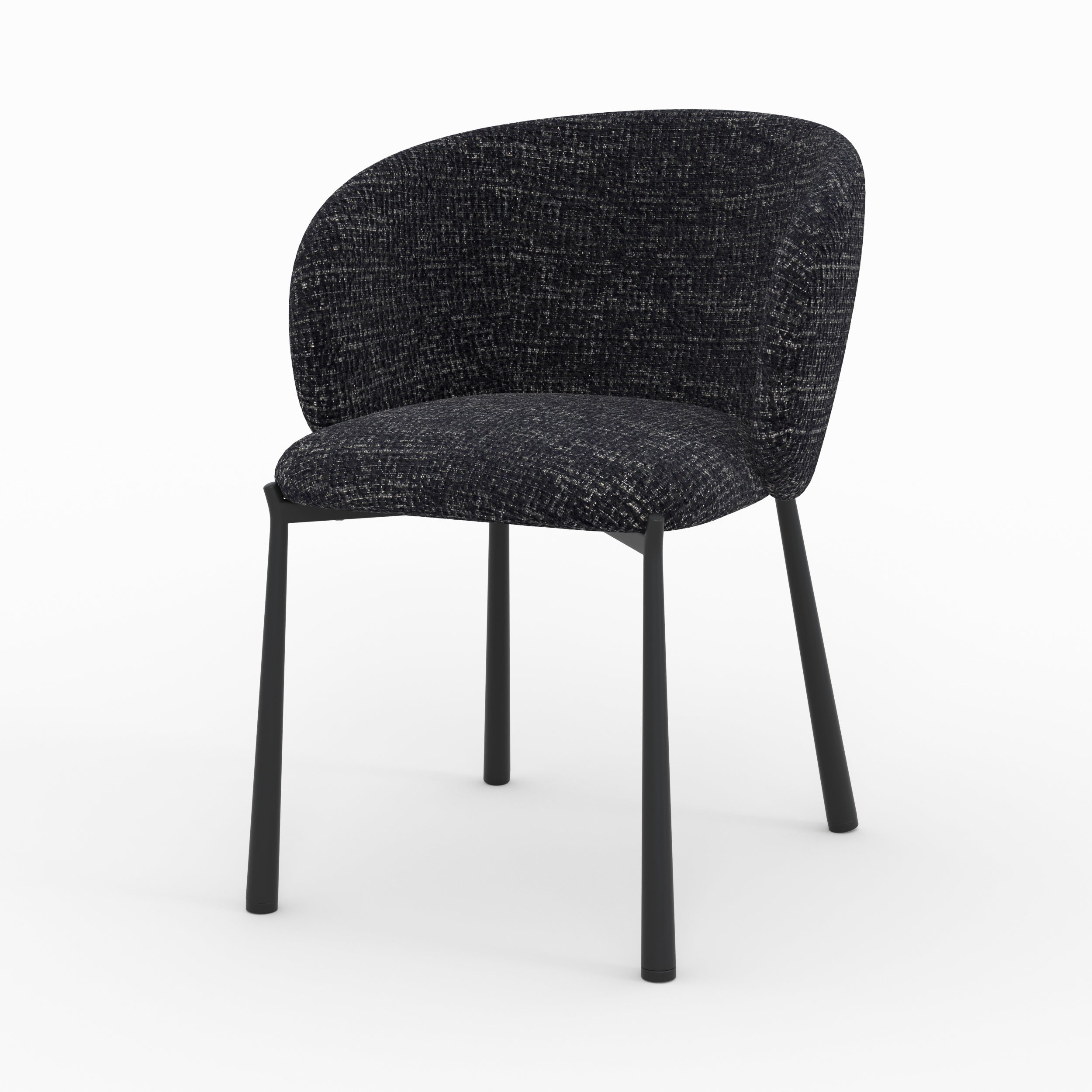Chaise Danaé tissu texture noir chiné gris vue trois quarts avant