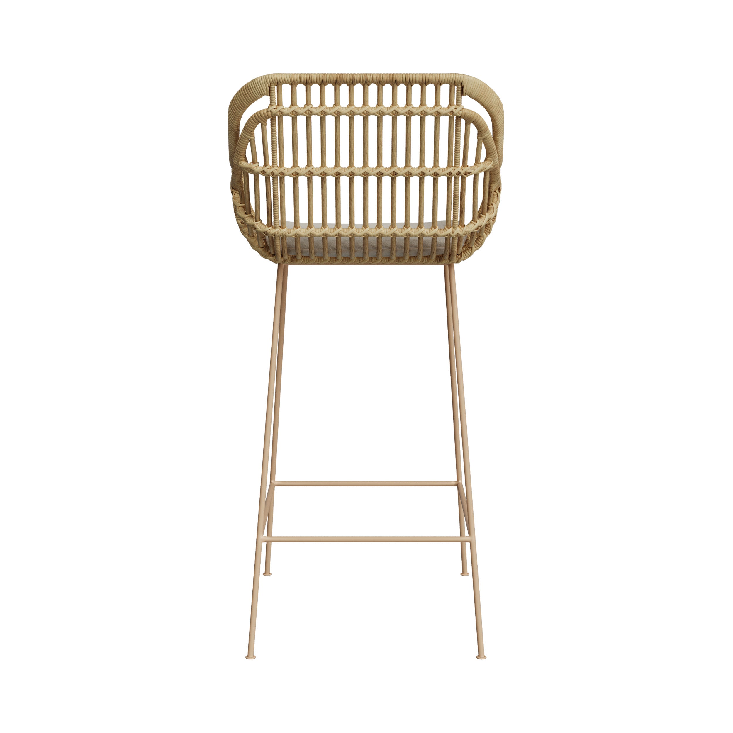 chaise de bar 71 cm chiloe en rotin coussin et pieds beige
