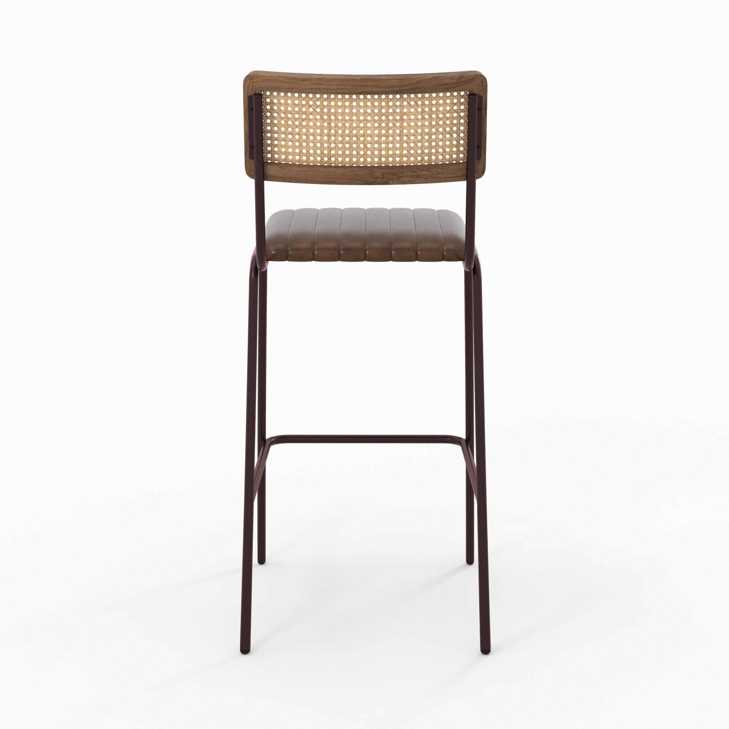 Chaise de bar Arsène, dossier en cannage, vue de dos - Maison Pavane