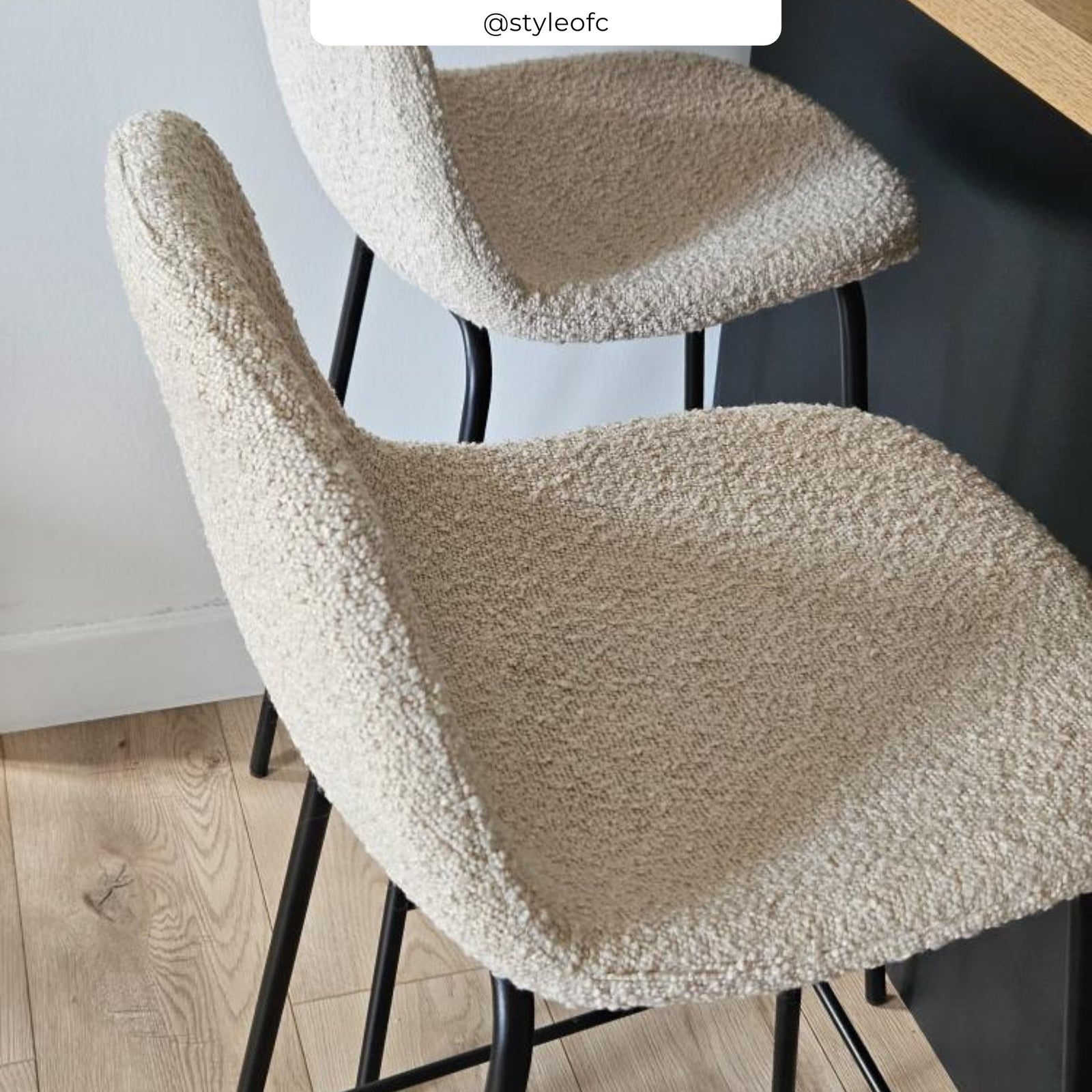 set di 2 sgabelli da bar boucle beige henri