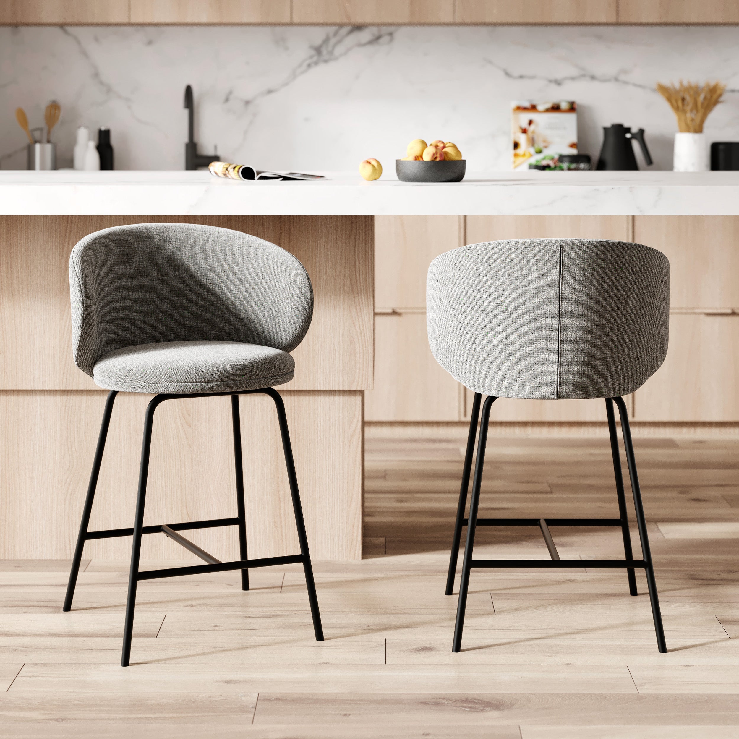 chaise de bar cecilia en tissu gris