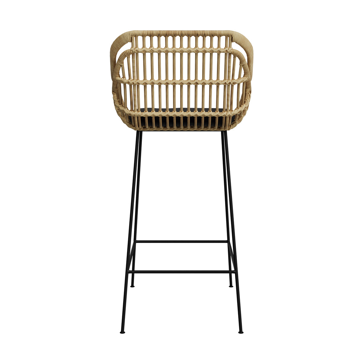 sedia da bar chiloe in rattan naturale e gambe in metallo 71 cm