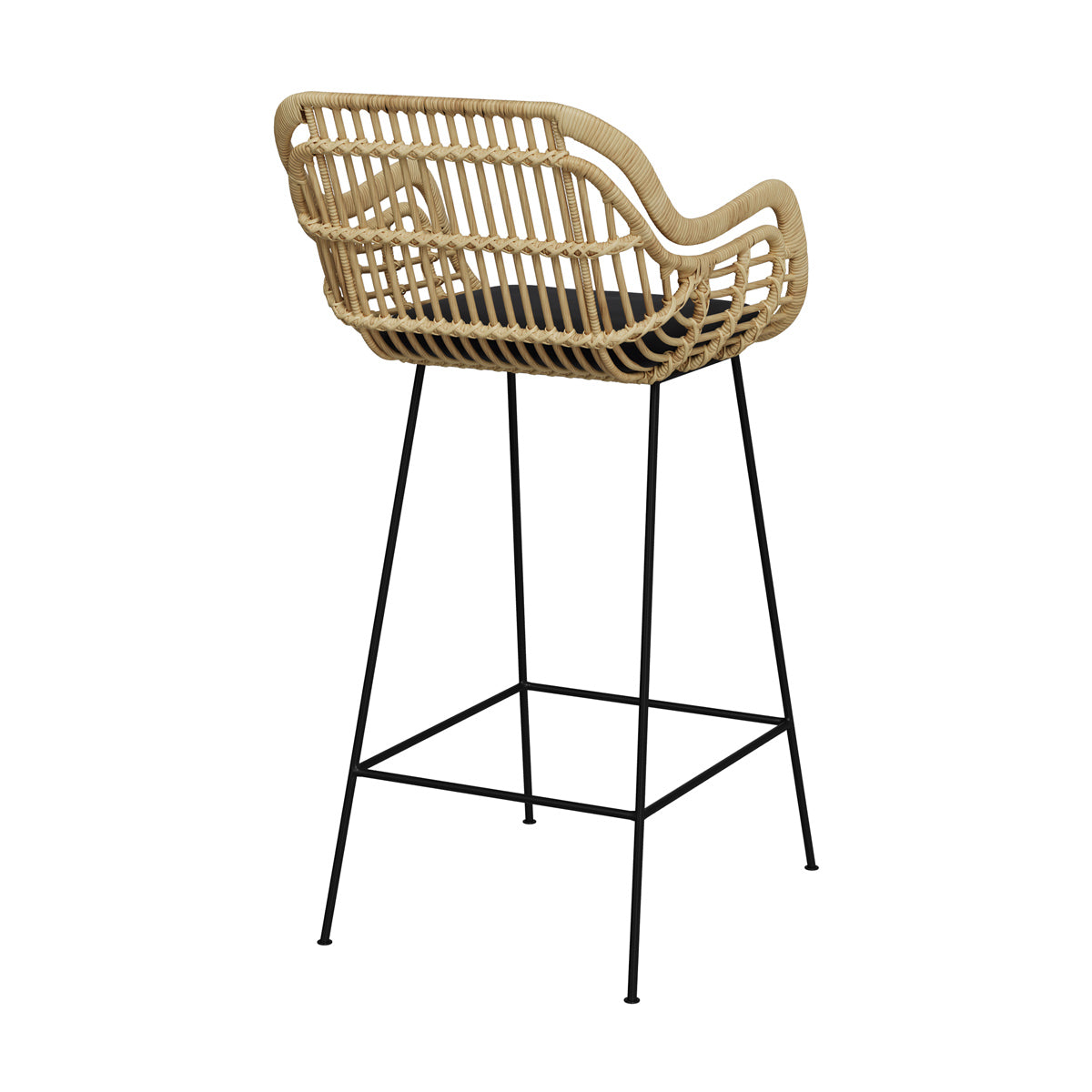 sgabello da bar chiloe in rattan naturale con gambe in metallo
