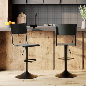 sedia da bar Clem in legno nero regolabile 60 80 cm