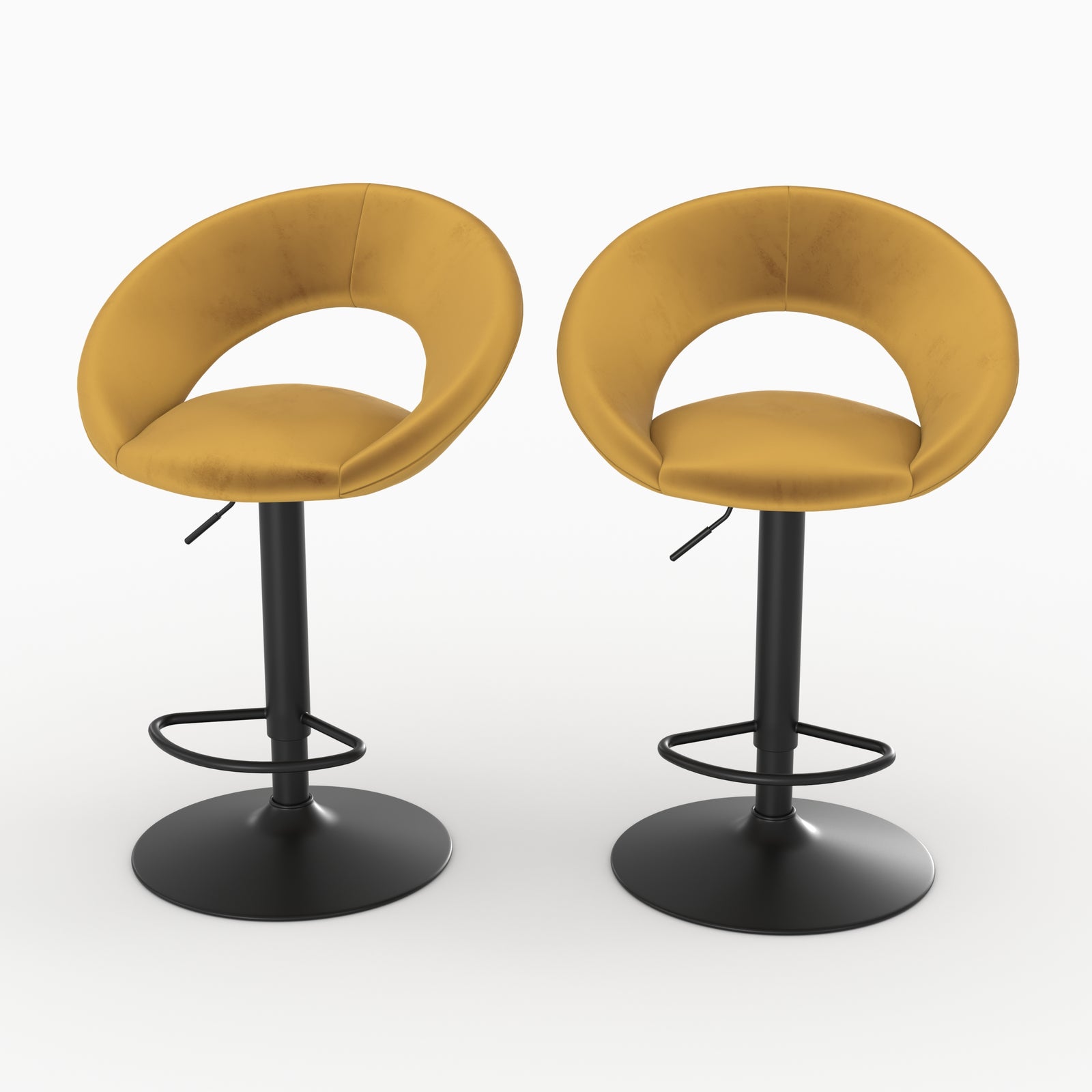 Chaise de bar Cloclo velours curry lot de 2 ambiance – Maison Pavane