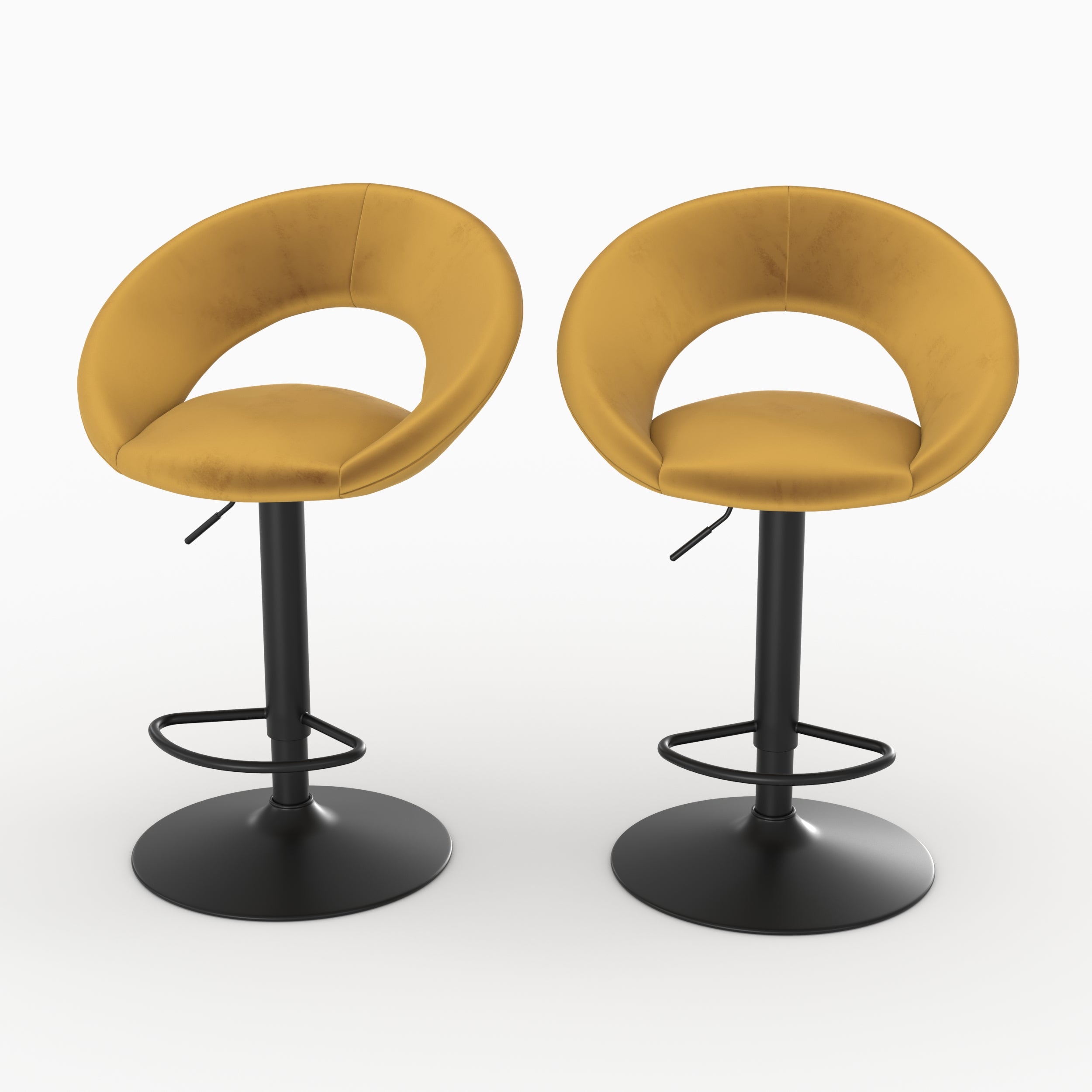 Silla de bar Cloclo de terciopelo amarillo curry 61/76,5 cm (lote de 2)