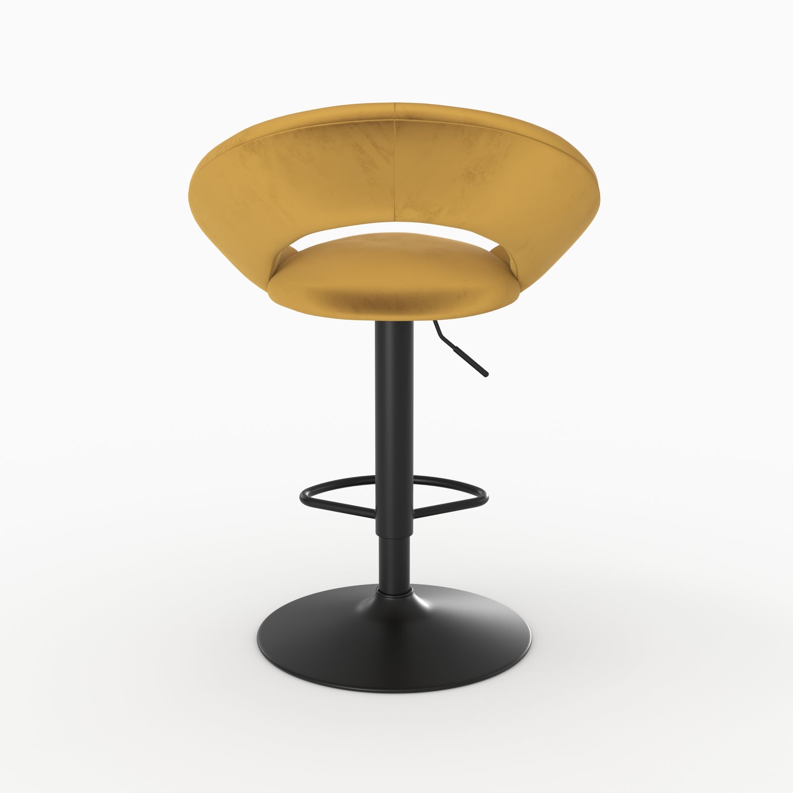 Chaise de bar Cloclo velours curry vue arrière dossier ajouré – Maison Pavane