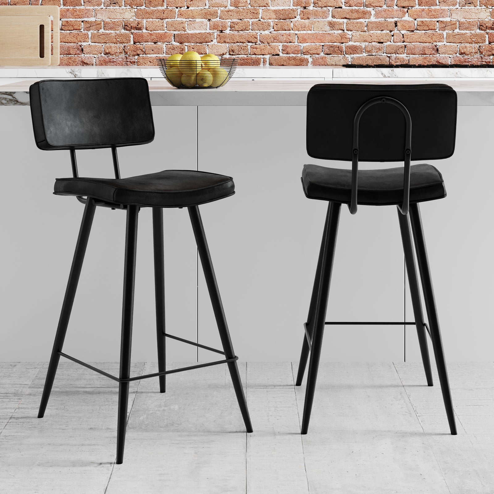 chaise de bar cuir texas noire lot de 2