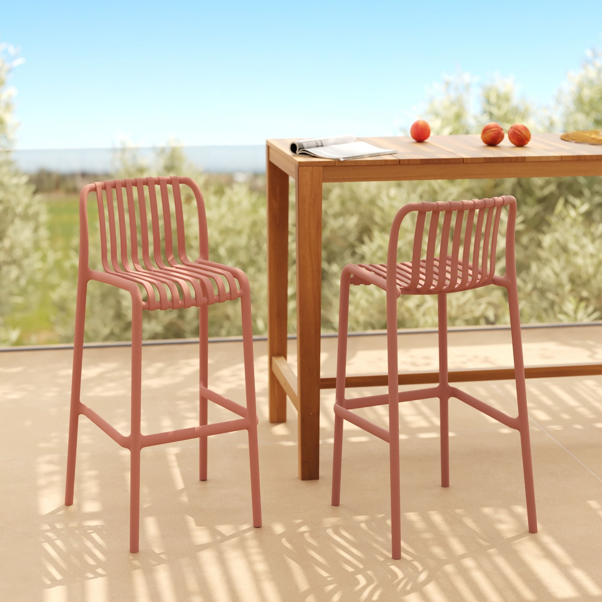 Chaise de bar de jardin en plastique terracotta