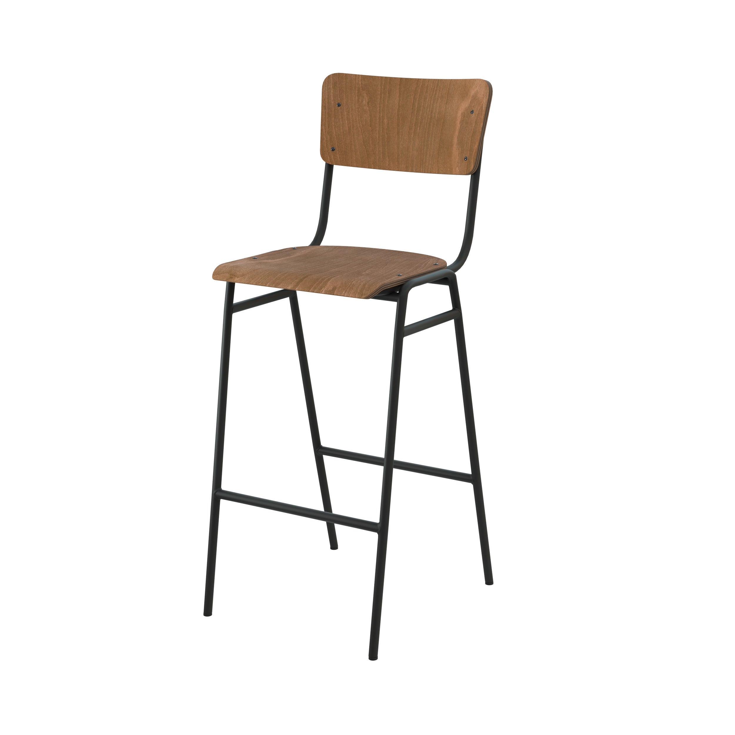 Chaise de bar écolier Clem en bois foncé 75 cm (lot de 2)