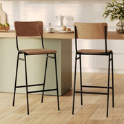 Clem - Set aus 2 Barstühlen aus dunklem Holz, 75cm