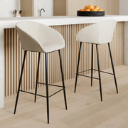 sedia da bar in bouclette bianca marquise h 75 cm set di 2