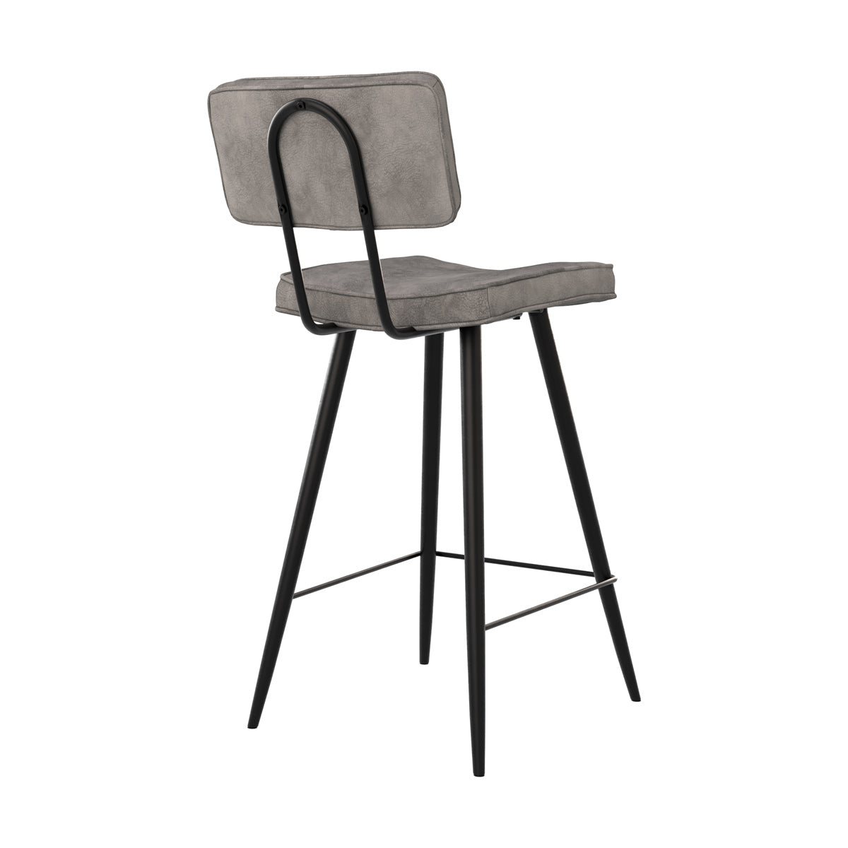 chaise de bar en cuir synthetique et metal gris texas