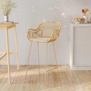 sedia da bar in metallo beige con cuscino bianco 71 cm chiloe