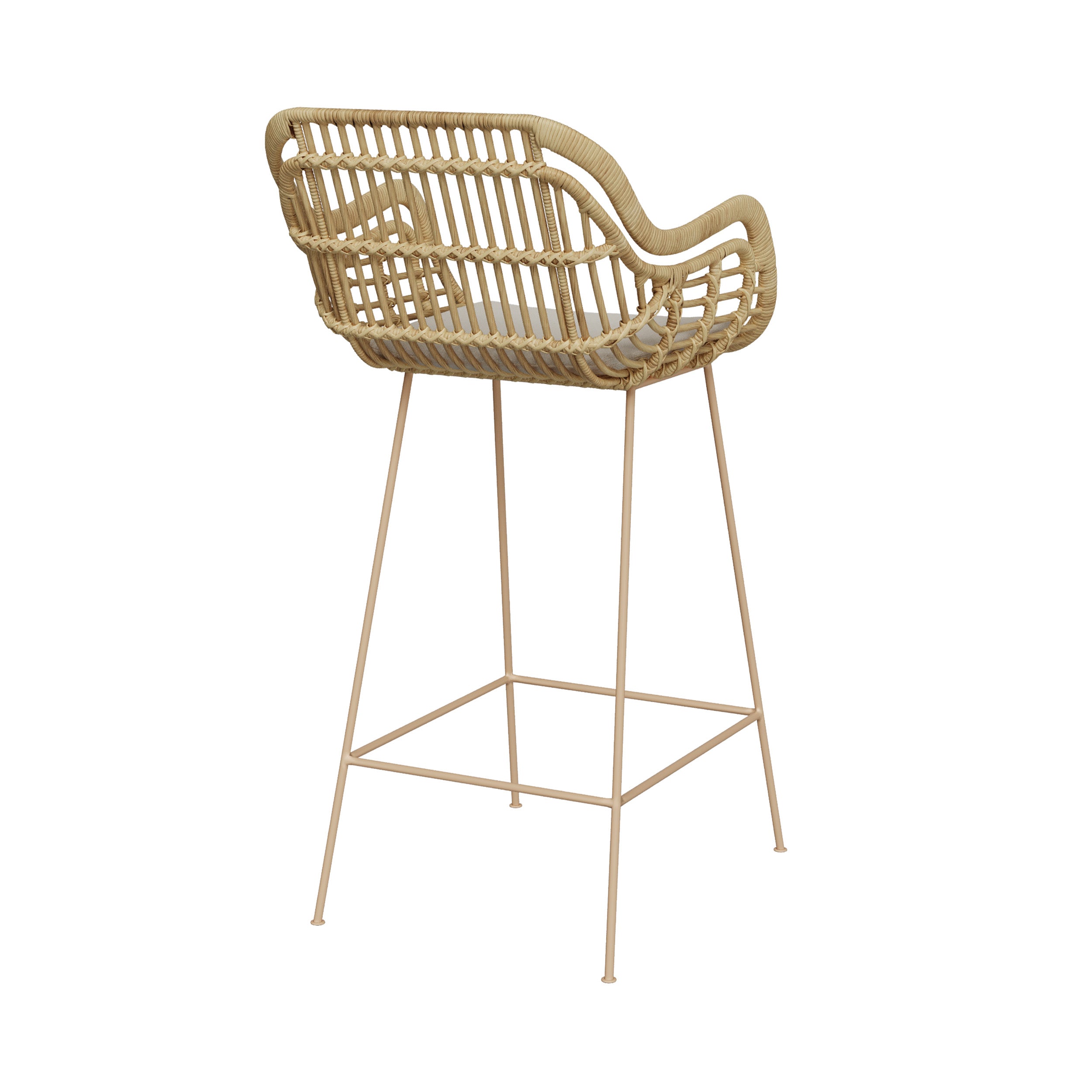 chaise de bar en rotin coussin et pieds beige 71 cm chiloe