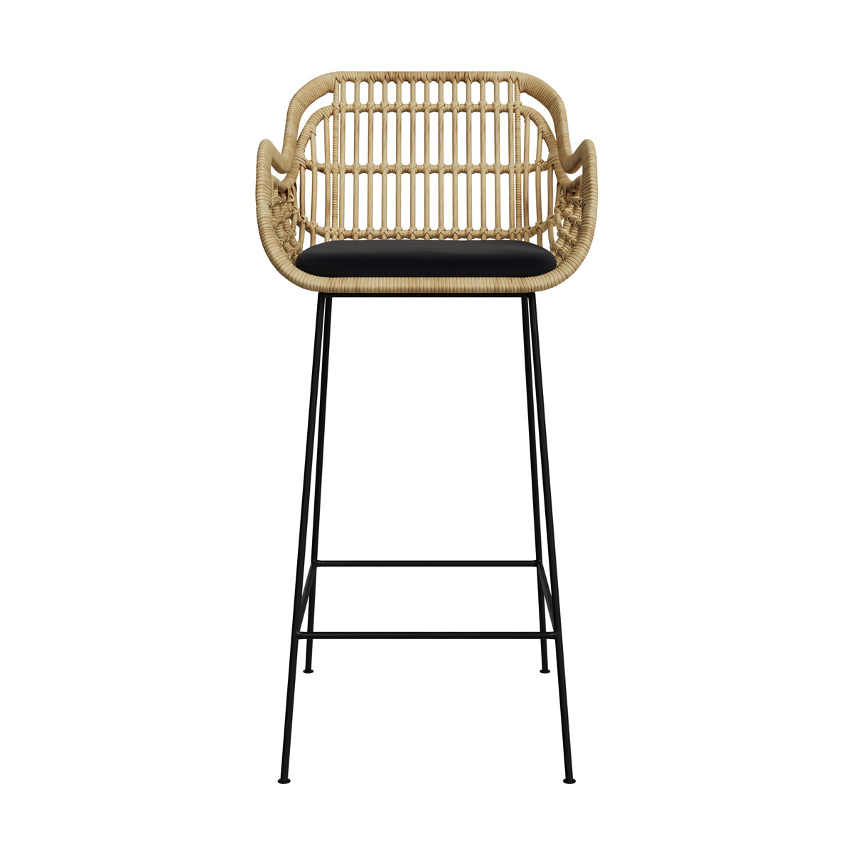 sedia da bar in rattan naturale e piedi in metallo 71 cm chiloe