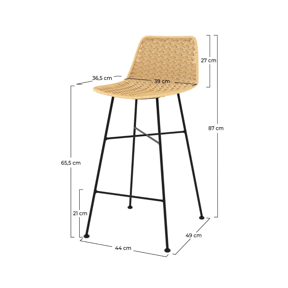 chaise de bar en rotin naturel muluku lot de 2
