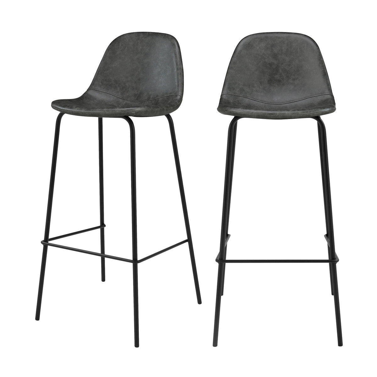 chaise de bar en simili cuir noir henrik