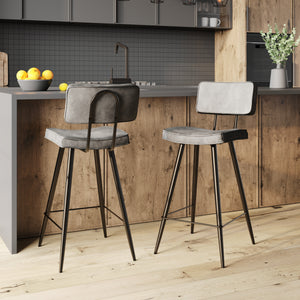 sedia da bar grigia Texas 66 cm piedi neri
