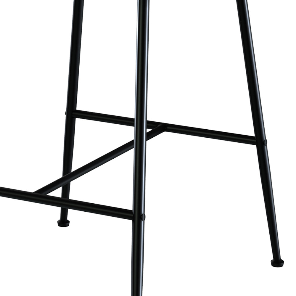 chaise de bar groom en tissu boucle noir et pieds en metal lot de 2