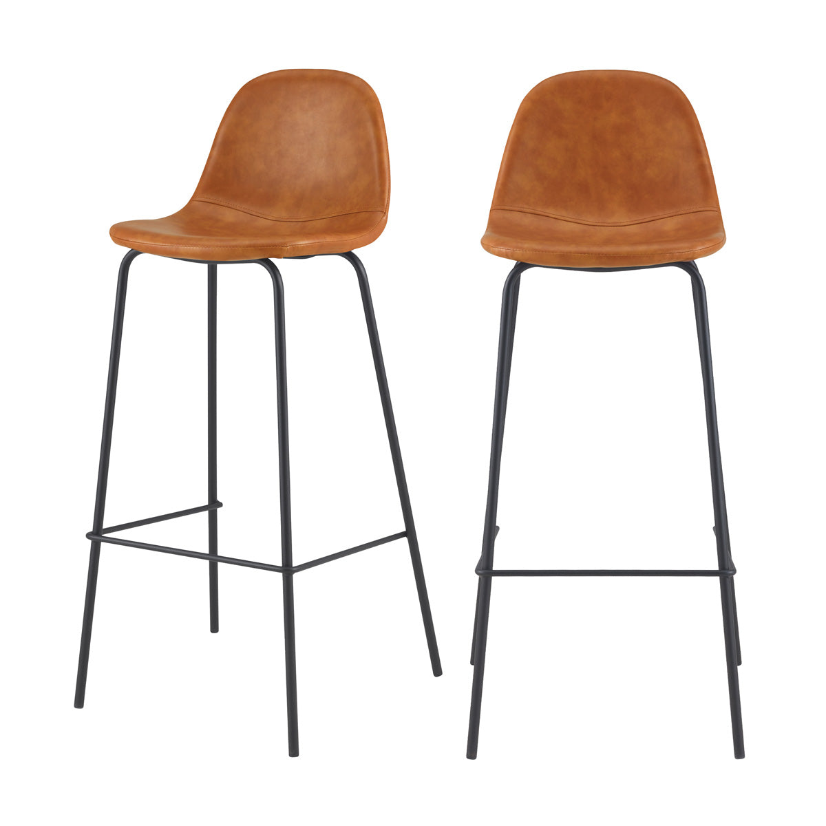 chaise de bar henrik en_simili cuir camel 75 cm