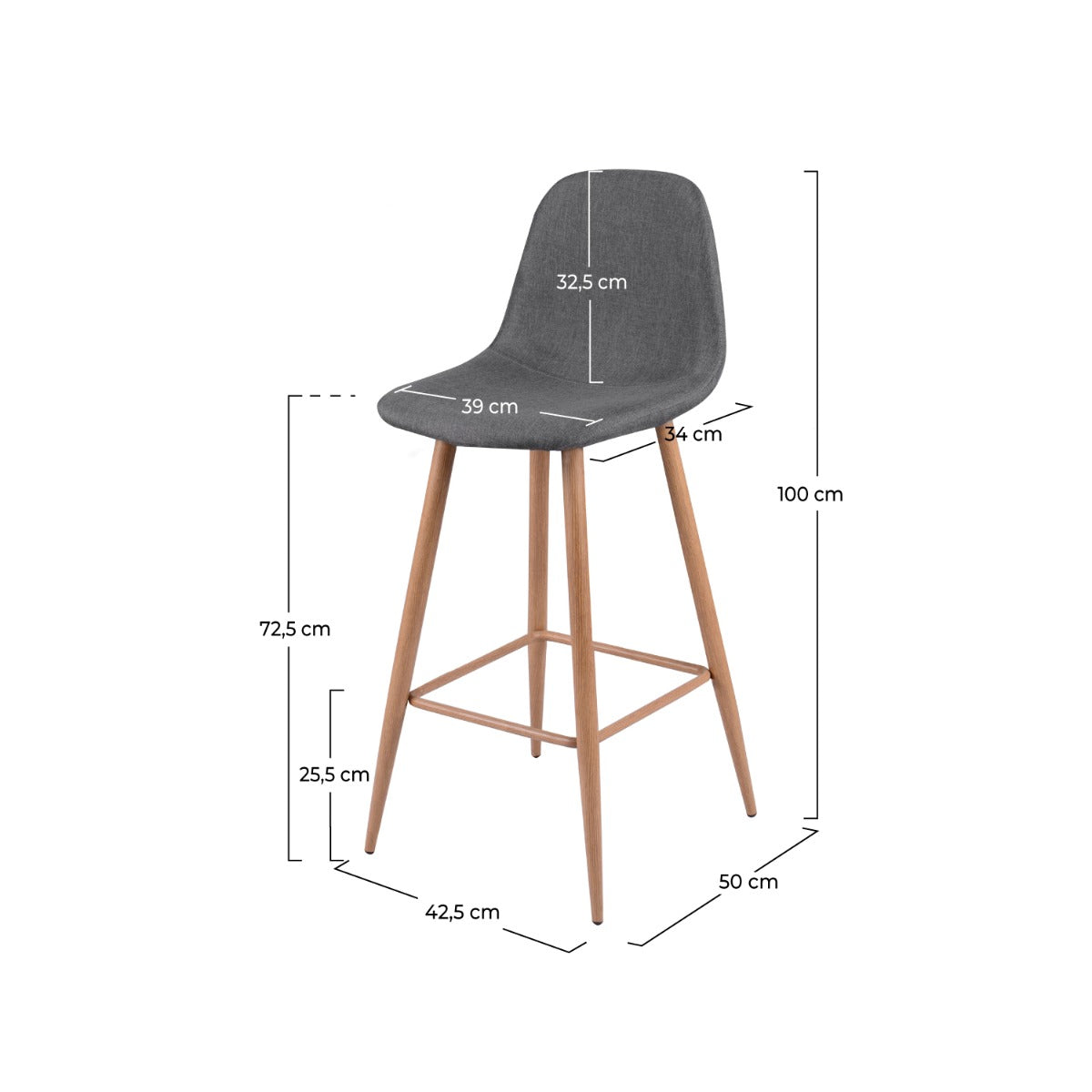 chaise de bar henrik gris 72