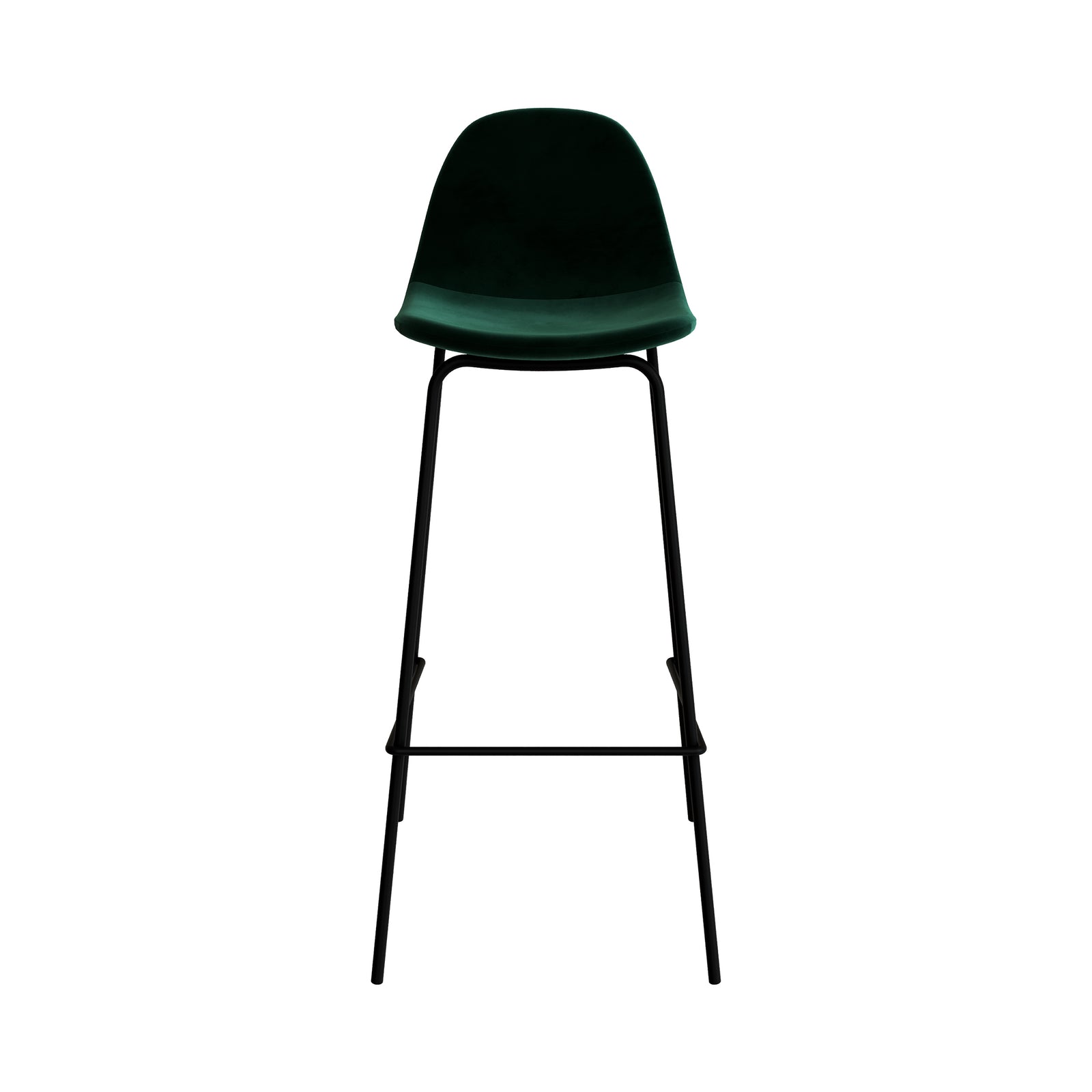 chaise de bar henrik pieds metal noir velours vert 75cm
                            