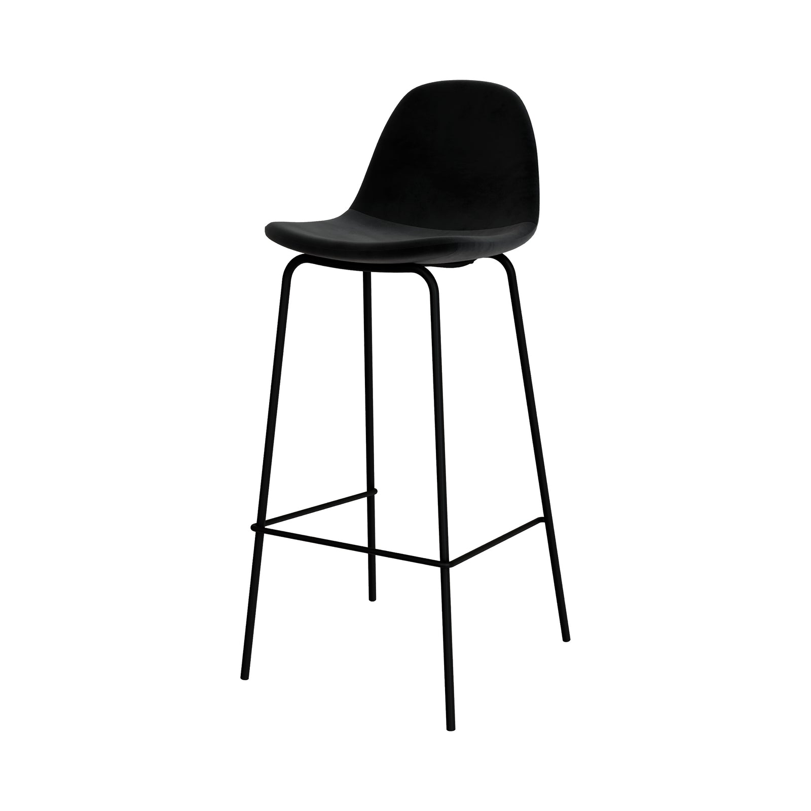 sgabello bar henrik velluto piedi in metallo nero 75cm
