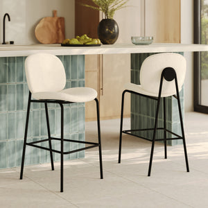 sedia da bar iris tessuto bouclé bianco schiena originale 63