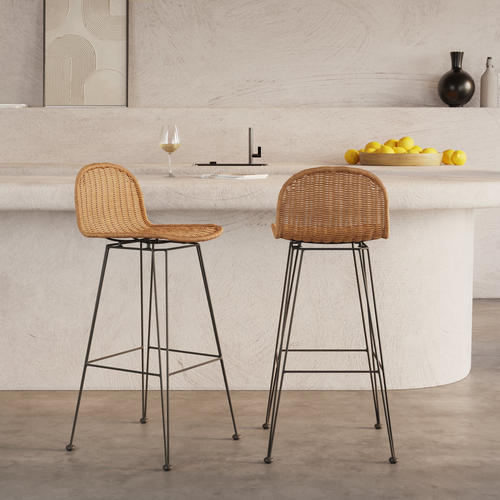 chaise de bar jigani naturelle lot de 2 63 cm