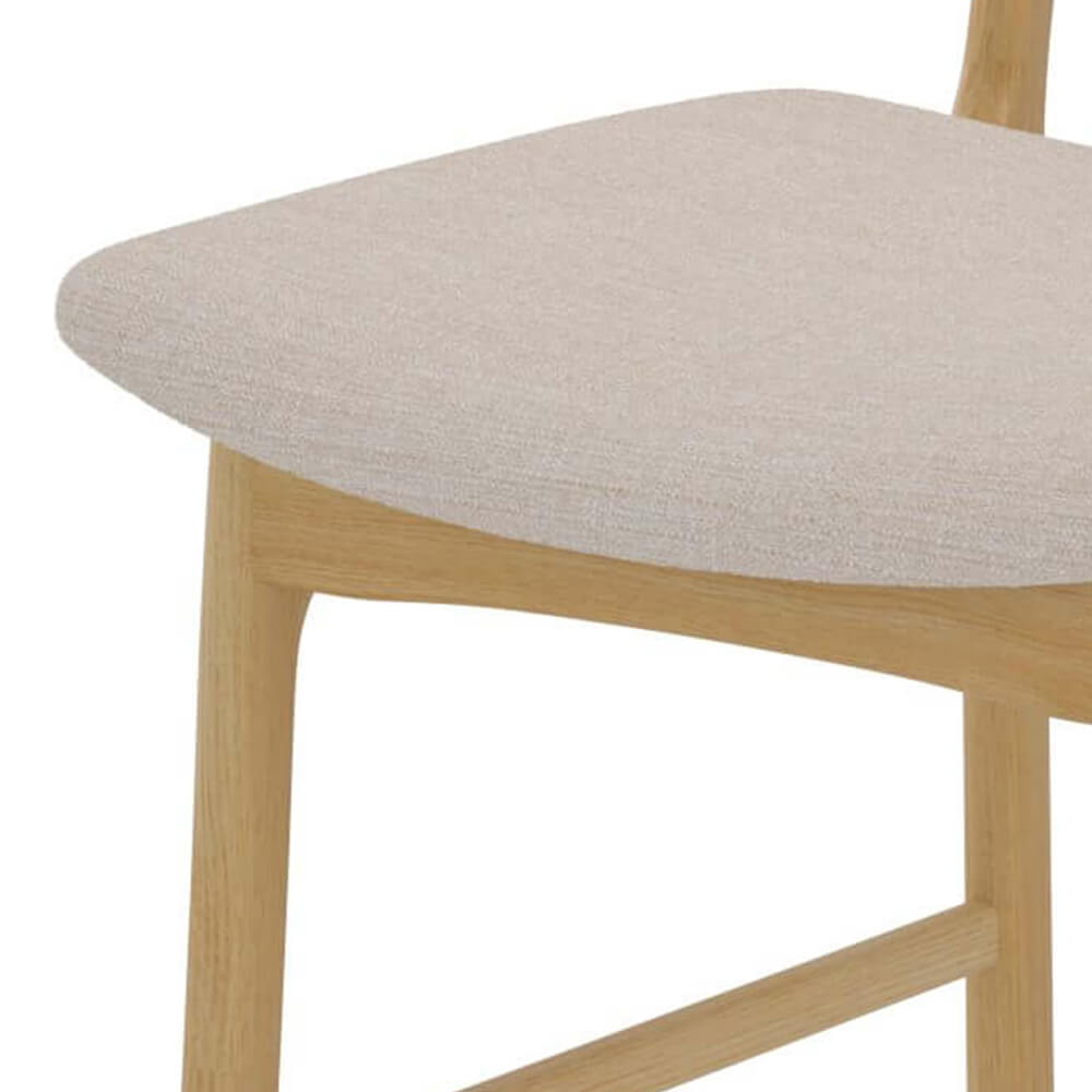 sedia da bar lana a media altezza tessuto beige legno set da 2