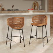 Lot de 2 chaises pour îlot central de jardin 65 cm Lara en rotin synthétique