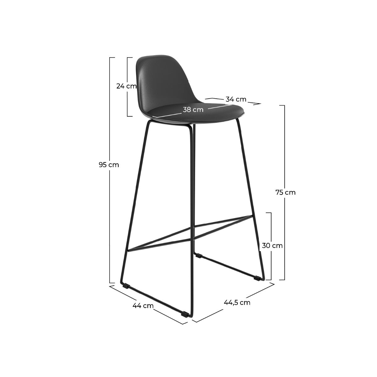 chaise de bar leni 75 cm lot de 2