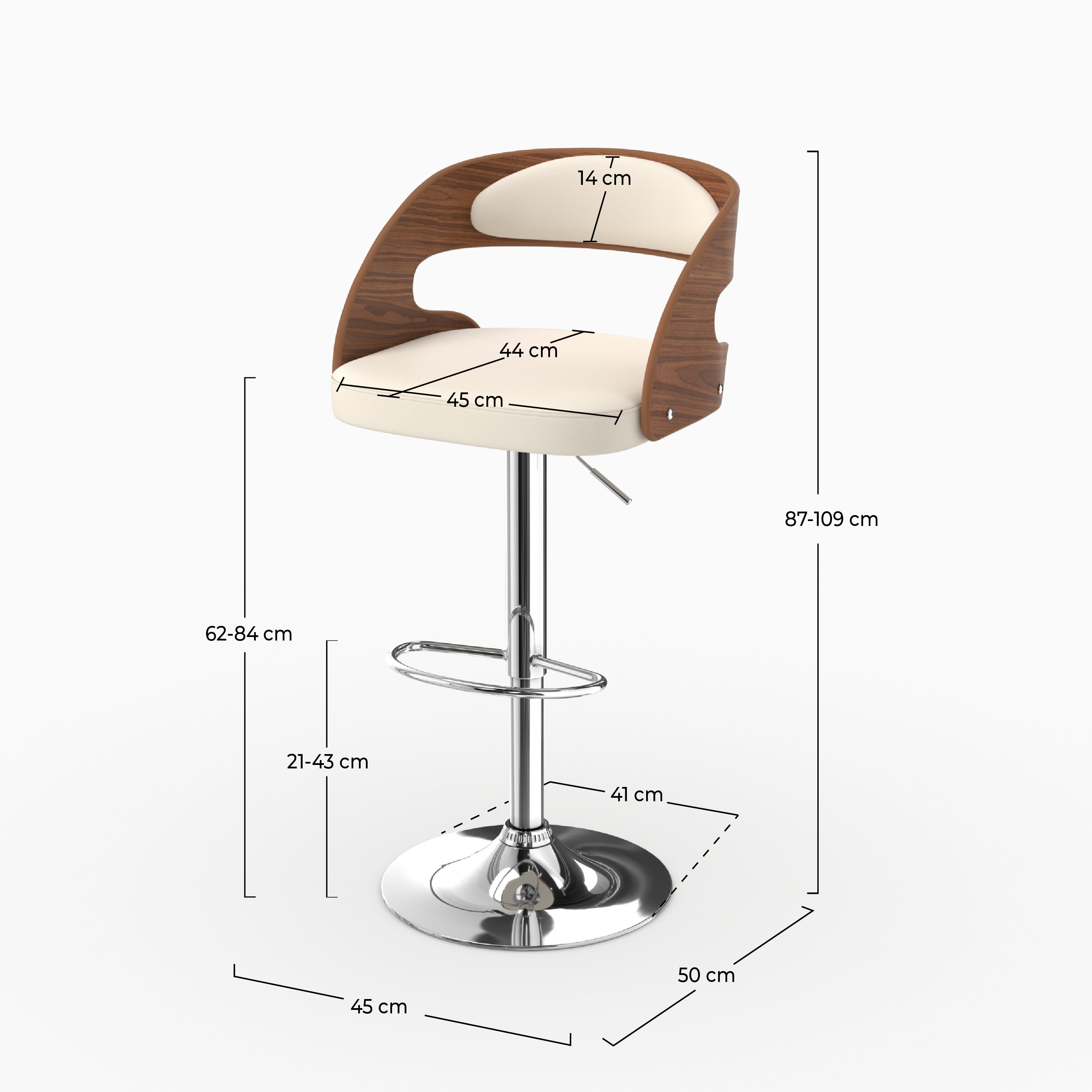 Silla de bar Louis blanco 63/84 cm
