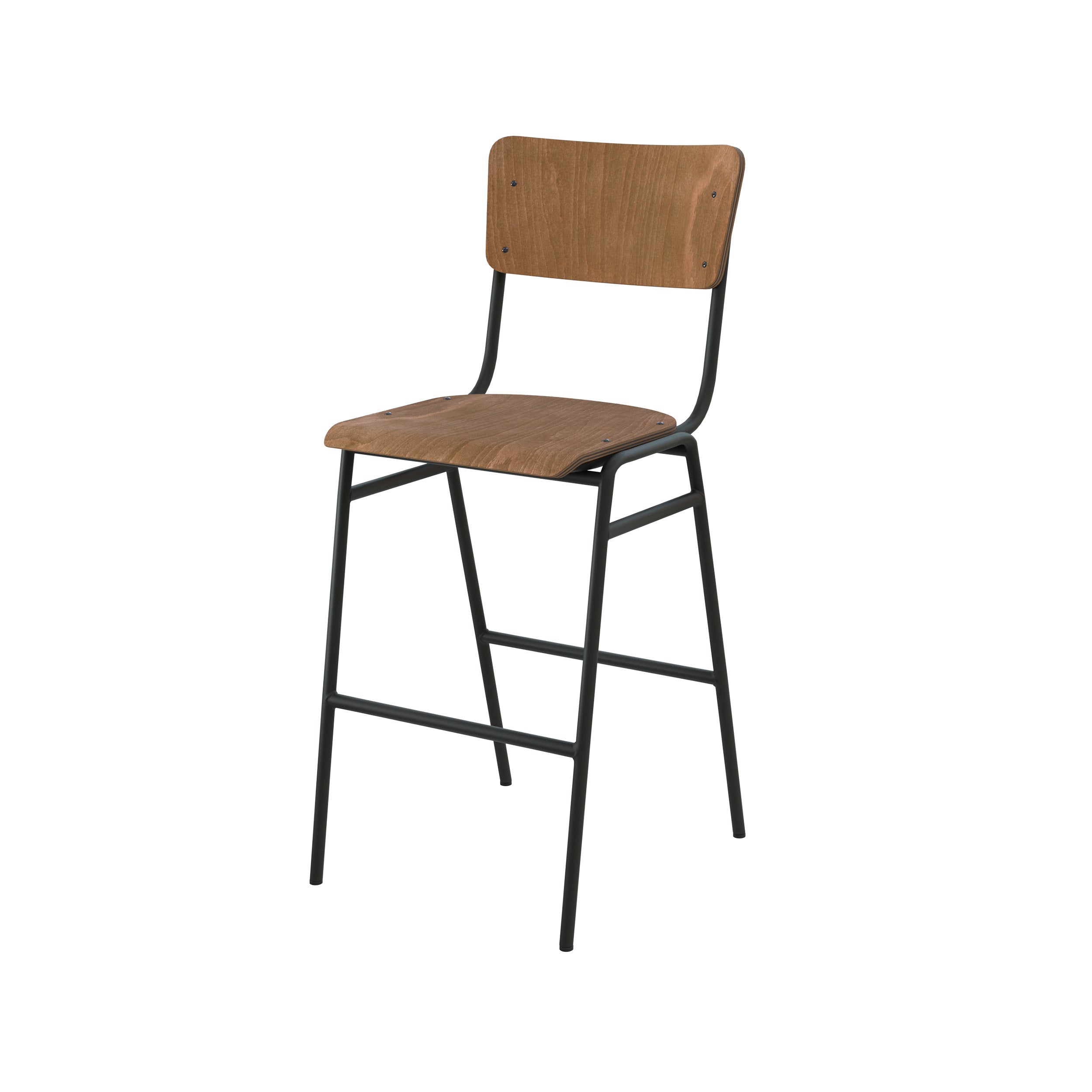 Chaise de bar mi-hauteur Clem en bois foncé 66 cm (lot de 2)