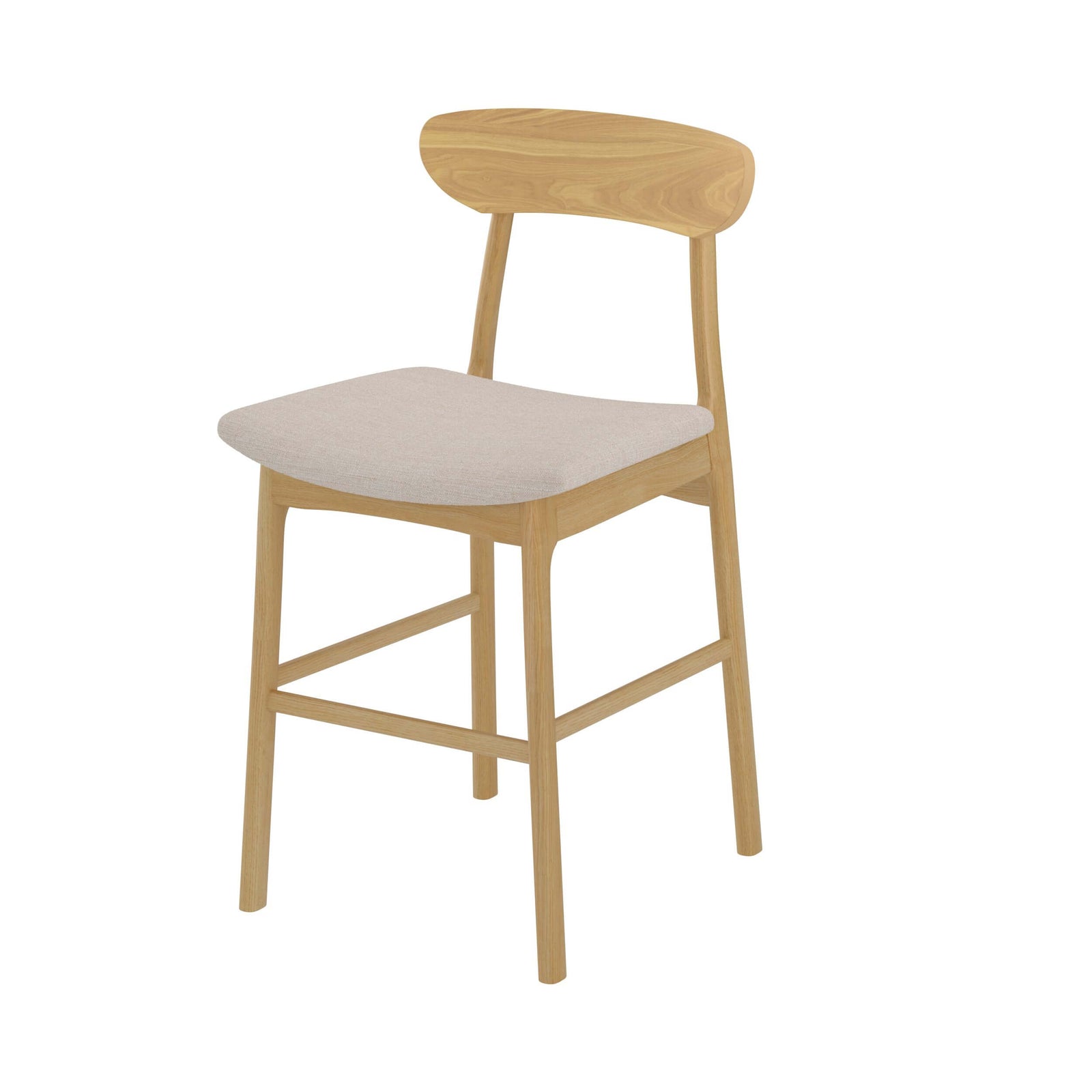 set di 2 sedie da bar a mezza altezza in tessuto beige e legno lana