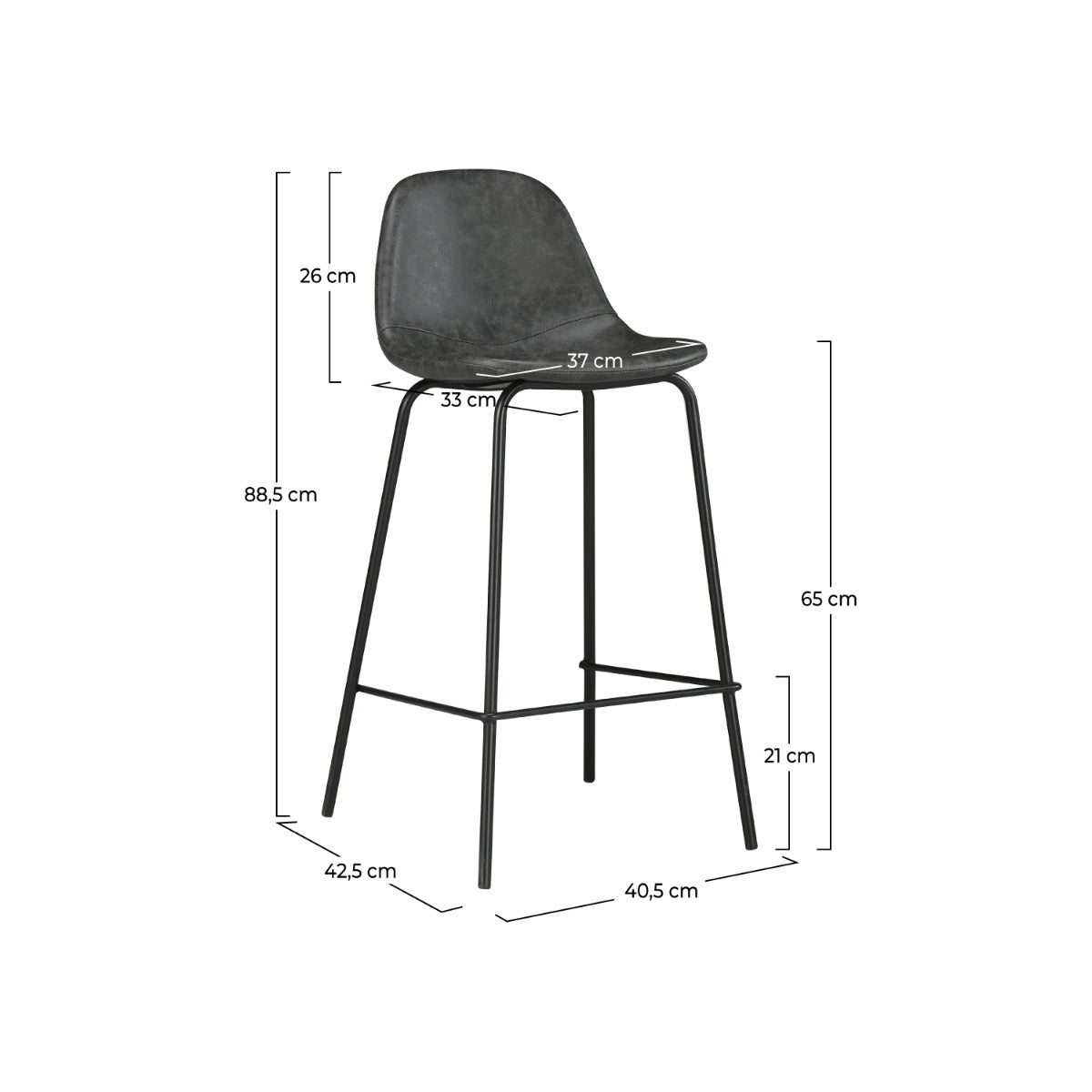 chaise de bar mi hauteur henrik 65 cm