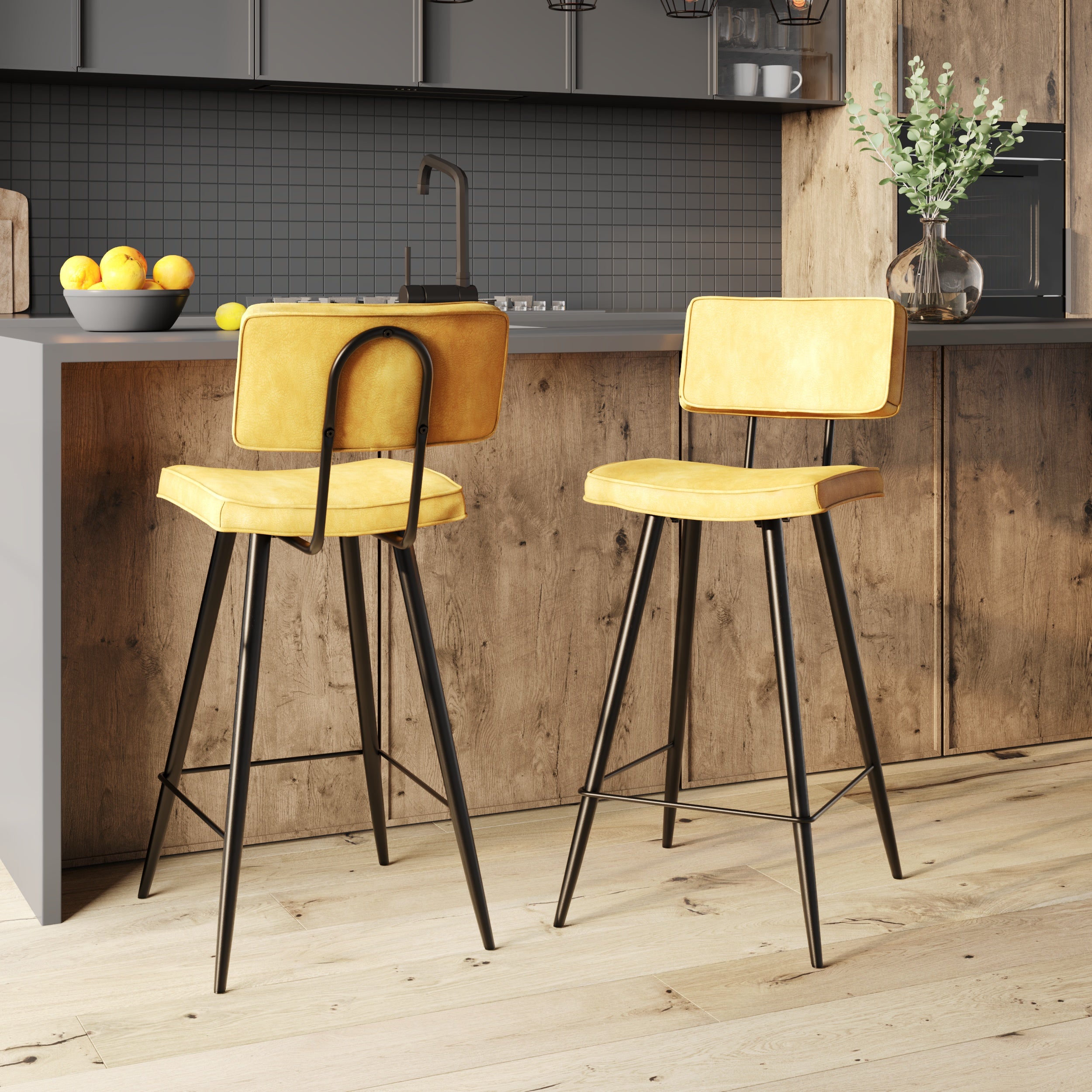 chaise de bar mi hauteur jaune bleu 65 cm texas