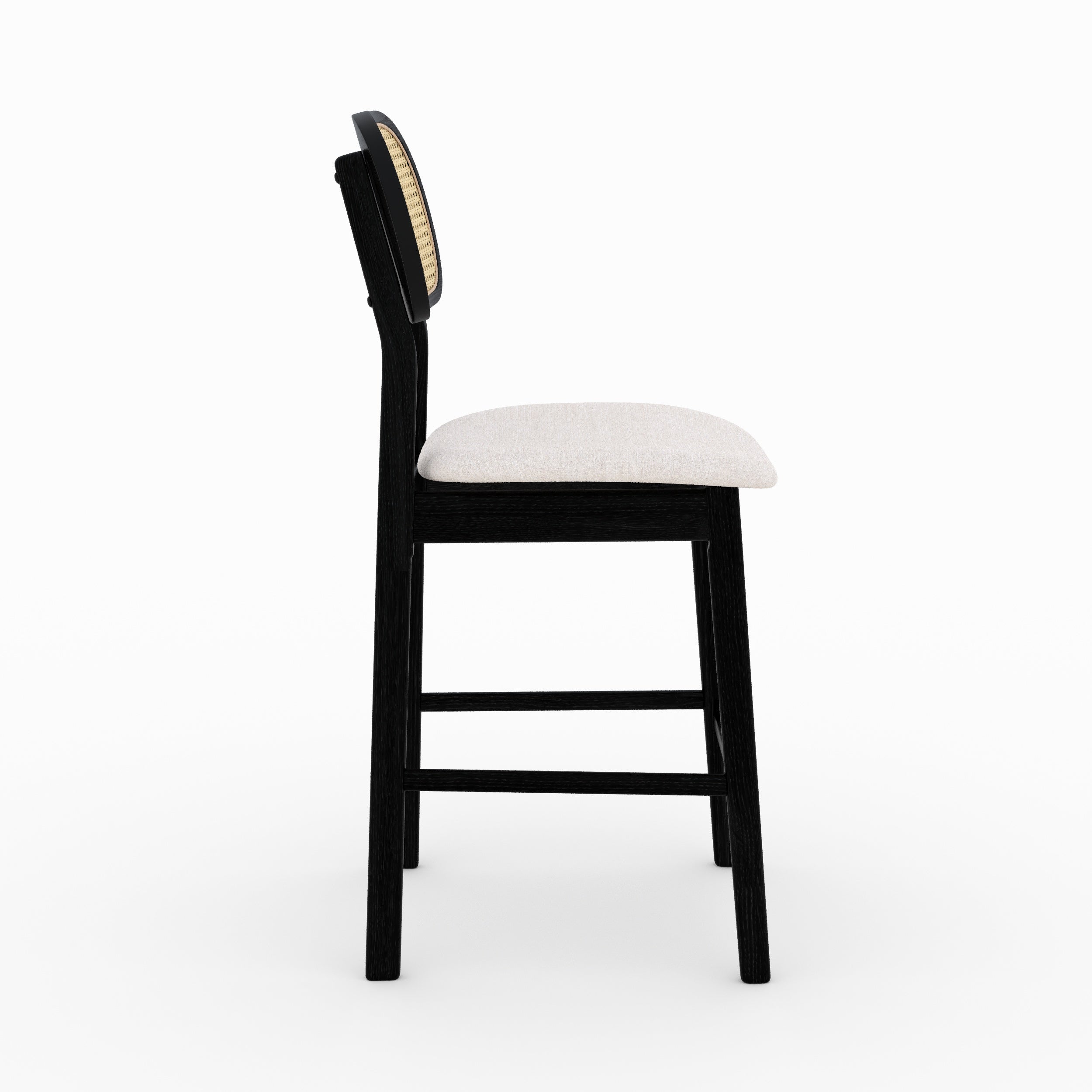 chaise de bar mi hauteur maria tissu beige bois noir 64