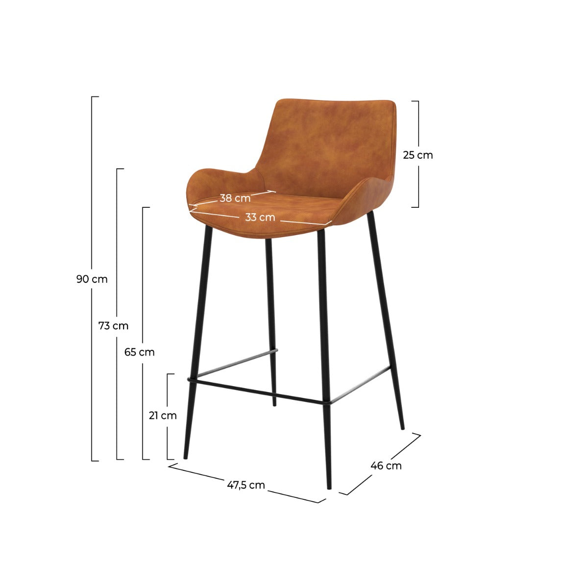 chaise de bar mi hauteur pirata camel 65 cm lot de 2